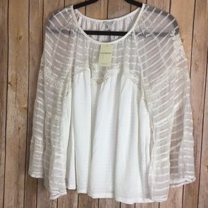 LUCKY BRAND WOMEN TOP LONG SLEEVE WHITE SZ XL